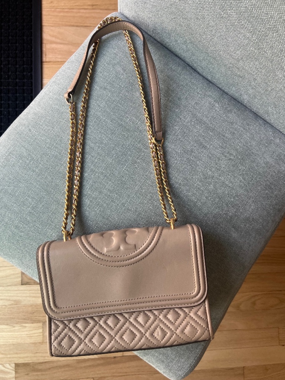 Tory Burch Taupe Leather Crossbody Bag